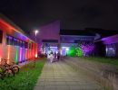 luci pareti esterne edificio per eventi